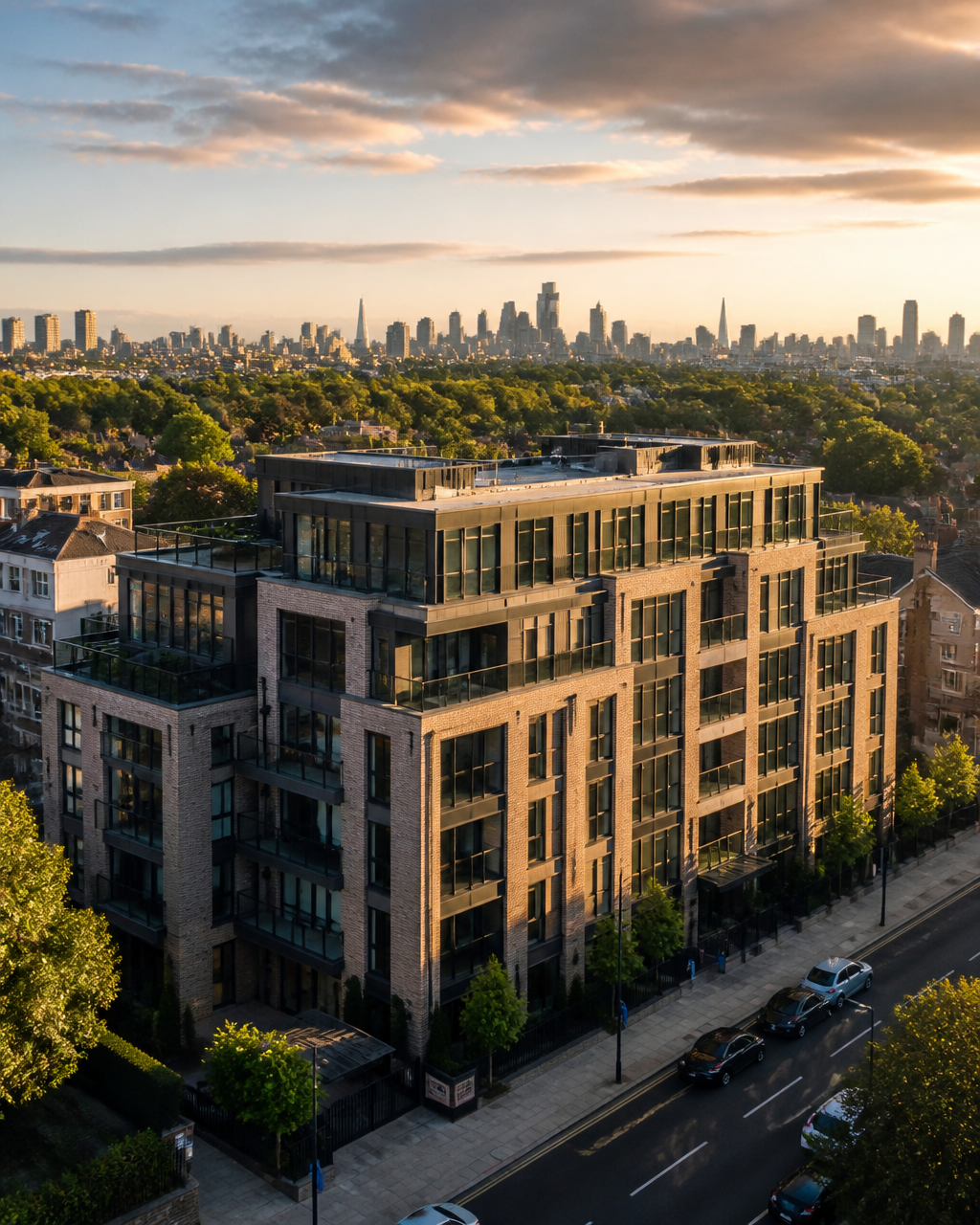 A modern residential apartment development in London