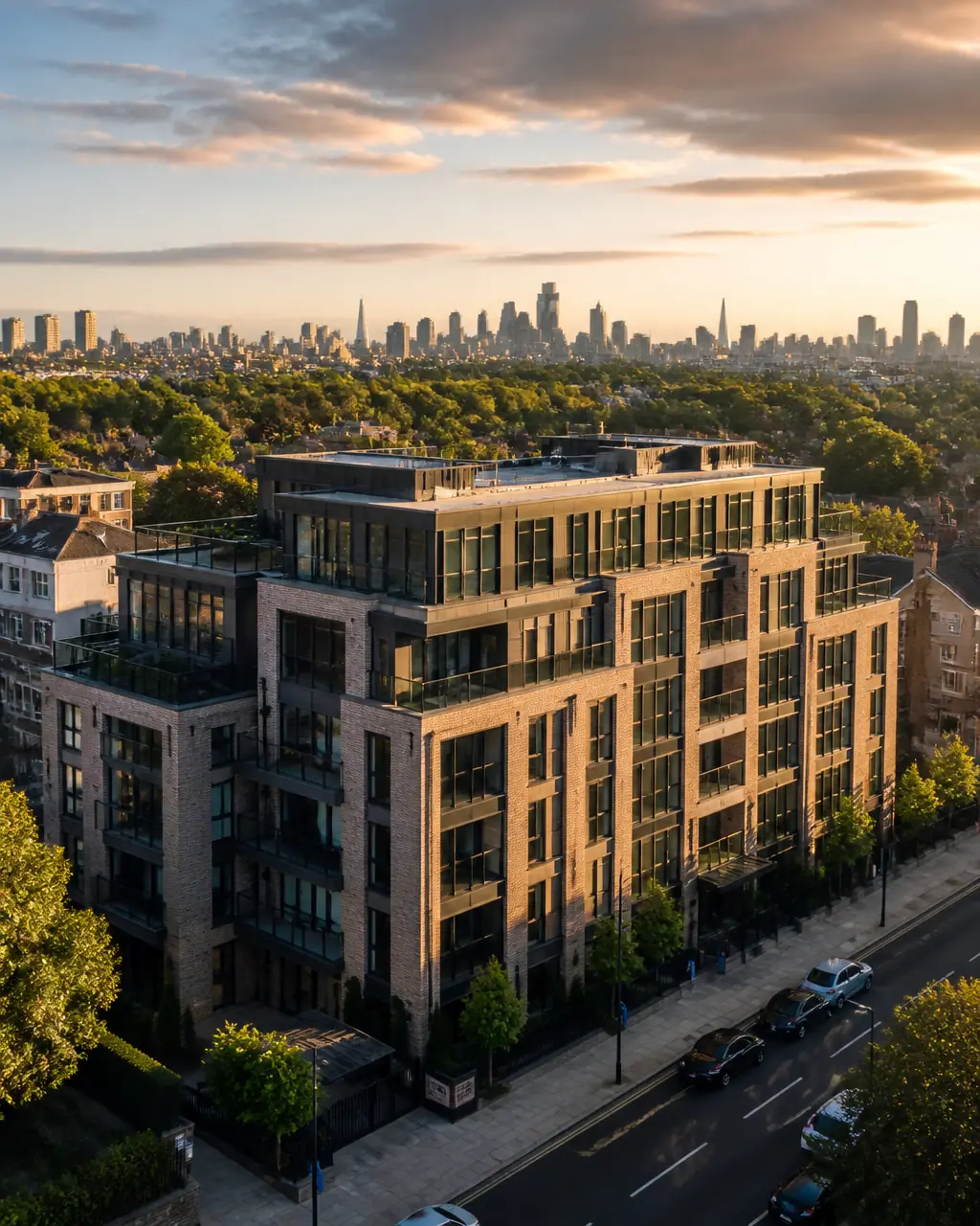 A modern residential apartment development in London
