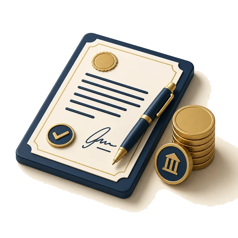 Navy and gold illustration representing a business loan