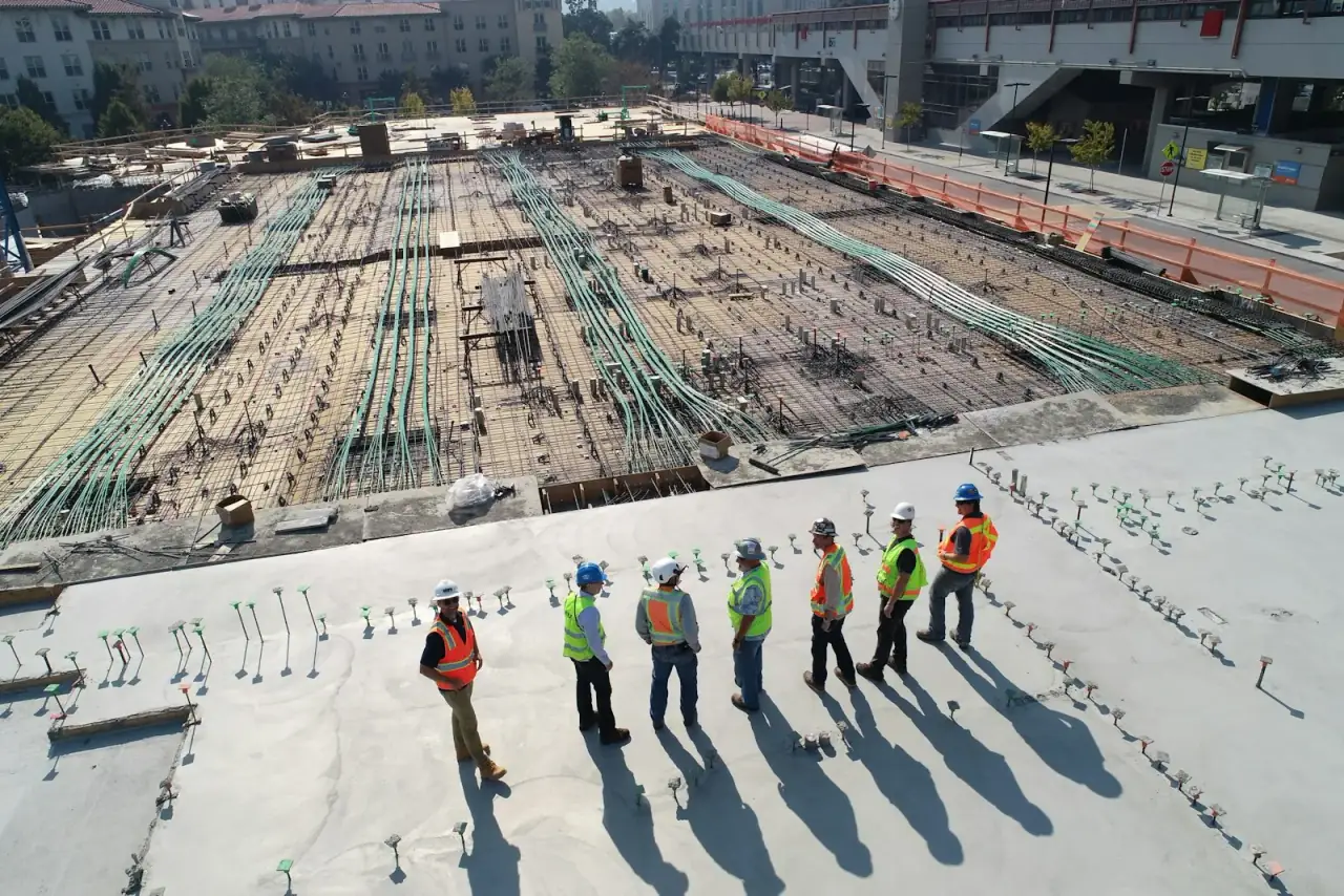 An active UK property development construction site mid-build