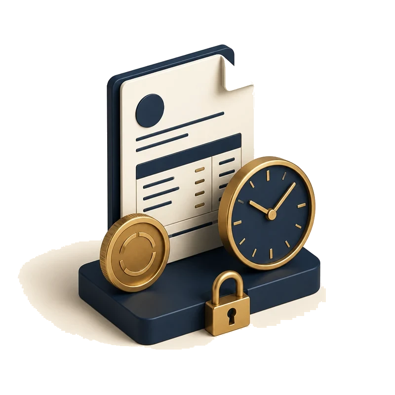 Navy and gold illustration of an invoice and advance